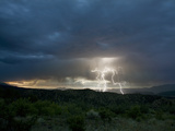 Lightning Bolts Strike the Ground in the Upper Arkansas Valley of Colorado  USA