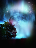 Conceptual Illustration of the Moon in the Night Sky