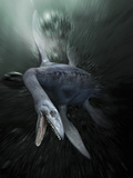 Illustration of the Loch Ness Monster Swimming Deep in Loch Ness in Scotland  UK