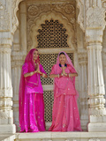 Indian Women Wearing Traditional Sari at the Jaswant Thada  an Architectural Landmark
