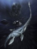 Illustration of the Loch Ness Monster Swimming Deep in Loch Ness in Scotland  UK