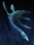 Illustration of the Legendary Loch Ness Monster Swimming  Scotland