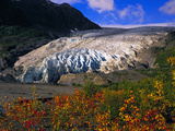 Exit Glacier Near Seward in the Fall  Exit Glacier Flows Down From The Harding Icefield