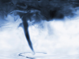 Illustration of a Waterspout in Action with Some Electrical Discharge in the Clouds