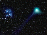 Comet C/2004 Q2 (Machholz) Near the Pleiades  with the Ion and Dust Trails Visible