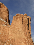 Sandstone Fins in the Garden of the Gods Cradle the Setting Moon on a Winter Morning