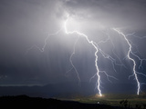 Lightning Bolts Strike the Ground in the Upper Arkansas Valley of Colorado  USA