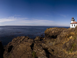 Lighthouse and Seascape from Lime Kiln Point State Park on San Juan Island  Washington  USA