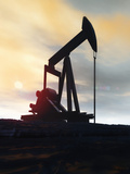 Illustration of a Silhouetted Oil Well