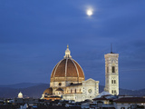 Moonrise over Florence Cathedral  Basilica Di Santa Maria Del Fiore at Dusk  Florence  Italy
