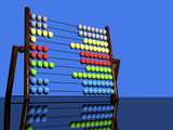Illustration of a Colorful Abacus Reflected on a Glossy Table Top Surface