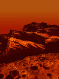 Conceptual Image of Part of the Planet Mars Surface Within the Canyons