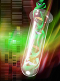 Conceptual Image Containing Human DNA Helix Within Test Tube