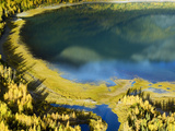 Fall Colors Reflecting in Eklutna Lake  Chugach Mountains  Alaska