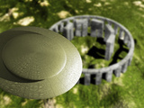 Conceptual Illustration of an Ufo Hovering over Stonehenge from an Aerial Viewpoint