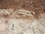 Depositional Contact of Gravel Deposit on Older Volcanic Tuff