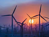 Wind Turbines Near Palm Springs  California  at Sunset