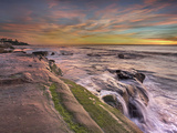 The Wave Eroded Sandstone Rocks on the Coast of La Jolla Near San Diego  California  USA at Sunset