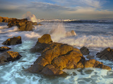 Crashing Waves Eroding the Rocky Coast Near Monterey  California  USA