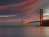 Fog over the Golden Gate Bridge at Sunset  San Francisco  California  USA