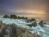 Crashing Waves Eroding the Rocky Coast Near Monterey  California  USA