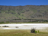 Alkali Soil in a Depression at Summer Lake Wildlife Area with Winter Ridge in the Background  USA