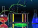 Illustration of the DNA Molecule and Laboratory Glassware