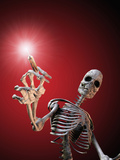 Biomedical Illustration of a Skeleton with a Syringe as an Anti-Drug Message