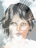 Illustration of a Human Face in a Cracked Mirror