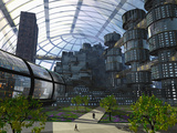 Illustration of an Enclosed City of the Future