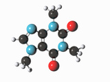 Illustration of a Caffeine Ball-And-Stick Molecular Model