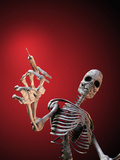 Biomedical Illustration of a Skeleton with a Syringe as an Anti-Drug Message