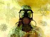 Illustration of Risk  Showing a Person in Hazardous Materials Suit and Face Mask