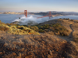 Fog Partially Enveloping the Golden Gate Bridge over San Francisco Bay