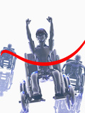 Illustration of a Boy Winning a Wheelchair Race