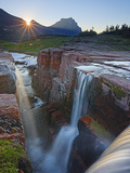Dawn at Triple Falls  Glacier National Park  Wyoming  USA