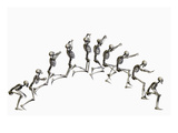 Sequence Illustrating a Human Skeleton Jumping