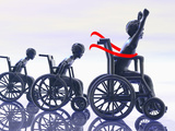 Illustration of a Boy Winning a Wheelchair Race