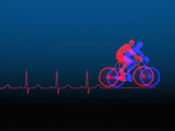 Biomedical Illustration of Exercise (Bicycling) and a Healthy Heart Ekg