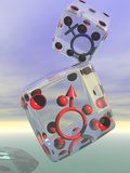Male and Female Symbols Inside Rolling Dice