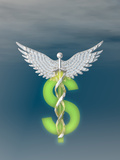 Caduceus Entwined with a Dollar Sign  Concept of the High Cost of Medical Care