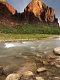 Red Arch Mountain and the Virgin River in Evening Light  Zion National Park  Utah  USA
