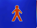 Thermogram of a Warm Surface Through a Cutout in the Shape of a Standing Person