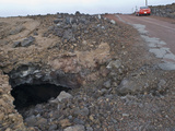 A Collapsing Lava Tube Threatens the Stability of a Road on the Side of a Volcano in Hawaii