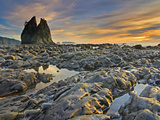 Low Tide and Exceptional Soft Evening Light on Rialto Beach  Olympic National Park  Washington  USA