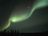 Aurora Borelais  Northern Lights  Jupiter and Saturn in Opposition Range Mountains  USA