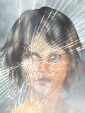 Illustration of a Human Face in a Cracked Mirror