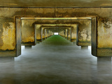 View under the Concrete Pilings of the Pier at Hanalei  Kauai  Hawaii  USA
