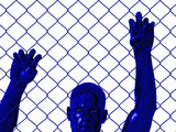 The Fence with a Robotic Male Likeness Shut Out or Trapped Inside