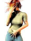 Concept of a Woman Suffering from Migraine or Headache Pain